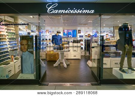 LINATE, ITALY - CIRCA NOVEMBER, 2017: Camicissima shop in Milan Linate Airport.