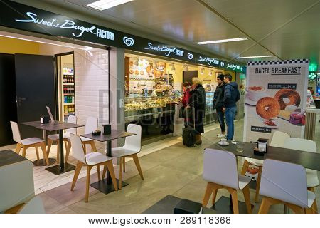 LINATE, ITALY - CIRCA NOVEMBER, 2017: a cafeteria in Milan Linate Airport.