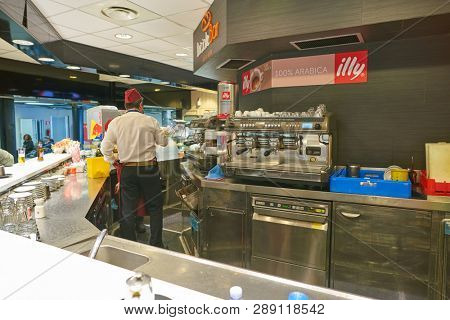 LINATE, ITALY - CIRCA NOVEMBER, 2017: Briciole Bar in Milan Linate Airport.