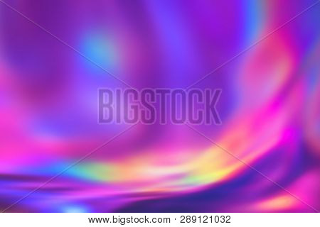 Abstract Modern Bright Colored Holographic Background In 80s Style. Synthwave. Vaporwave Style. Retr