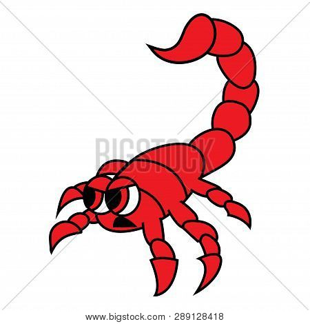 Angry Cute Red Scorpion Zodiac Vector Illustration
