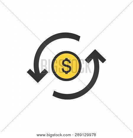 Dollar Icon In Circle Arrow Icon. Bank, Currency, Cash, Charge, Exchange, Finance, Credit, Payment S