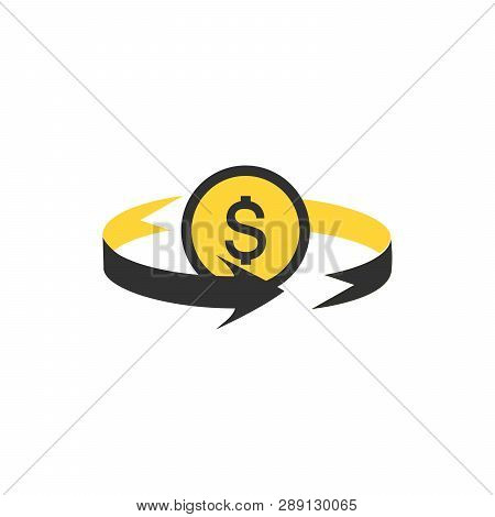 Dollar Icon In Circle Arrow Icon. Bank, Currency, Cash, Charge, Exchange, Finance, Credit, Payment S