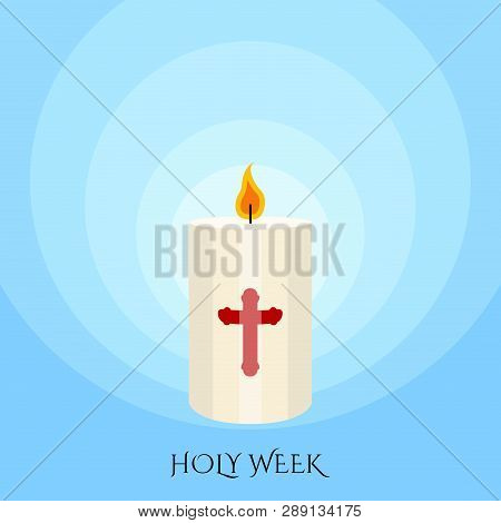 Holy Week Banner With A Paschal Candle. Vector Illustration Design