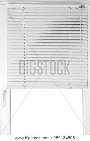 Modern Window With Half-closed Stylish White Blinds