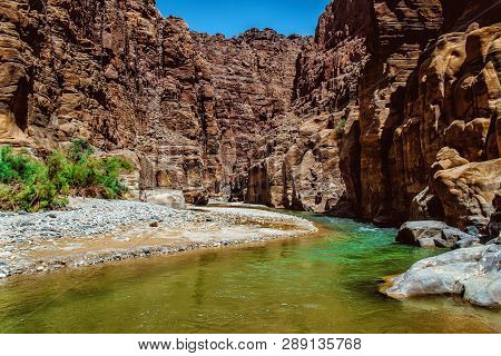 The Beautiful Wadi Mujib Near Petra In Jordan