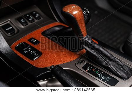 Novosibirsk, Russia - March 11, 2019:  Lexus Lx-470,, Close-up Of The Accelerator Handle And Buttons