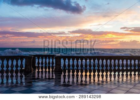 The Terrazza Mascagni Is A Wide Sinuous, Suggestive Belvedere Toward The Sea In Leghorn, Italy