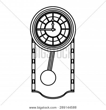 Line Cirrus Oak Wall Clock Design Vector Illustration