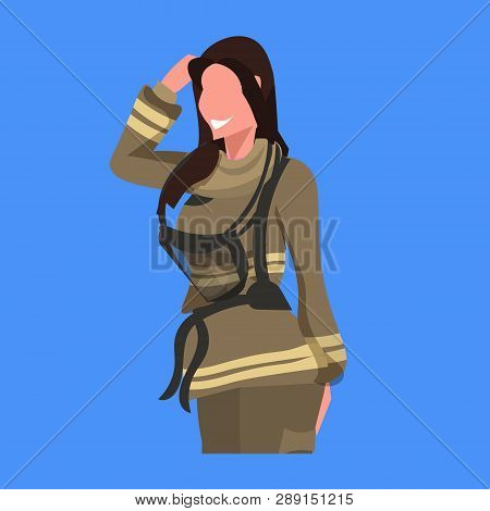 Firewoman In Uniform Woman Fire Fighter Professional Occupation Concept Fire Station Worker Female C