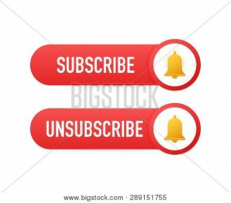 Subscribe Button Template With The Notification Bell. News Subscribe Button. Business Concept Subscr