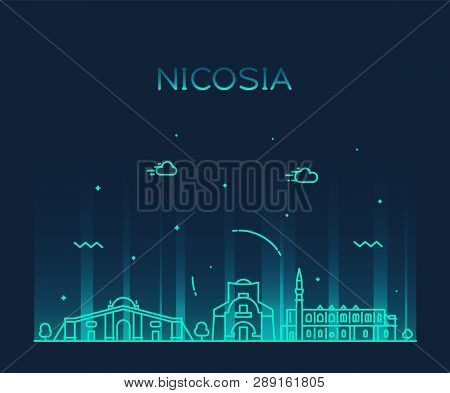 Nicosia Skyline Cyprus Vector City Linear Style