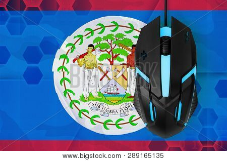 Belize Flag  And Computer Mouse. Concept Of Country Representing E-sports Team