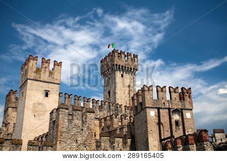 Rocca Scaligera Castle in Sirmione. Garda Lake, Italy