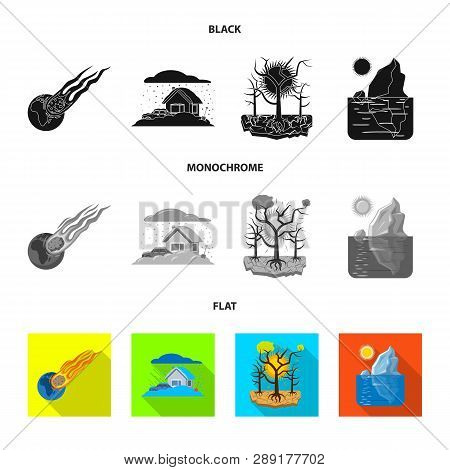 Vector Illustration Of Natural And Disaster Symbol. Set Of Natural And Risk Stock Vector Illustratio