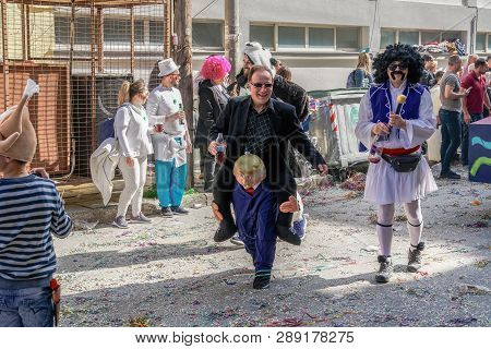 Xanthi, Greece - March 10 2019: Carnival Parade Figure Of President Trump.us President Donald Trump 