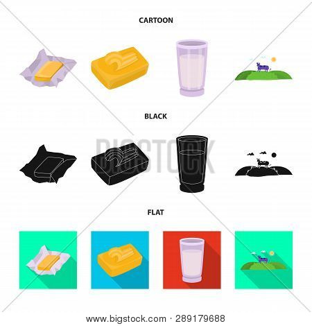 Vector Design Of Creamy And Product Sign. Set Of Creamy And Farm Stock Symbol For Web.