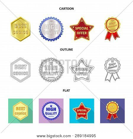 Vector Design Of Emblem And Badge Sign. Set Of Emblem And Sticker Vector Icon For Stock.