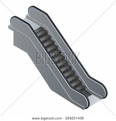 Escalator Icon. Isometric Of Escalator Icon For Web Design Isolated On White Background