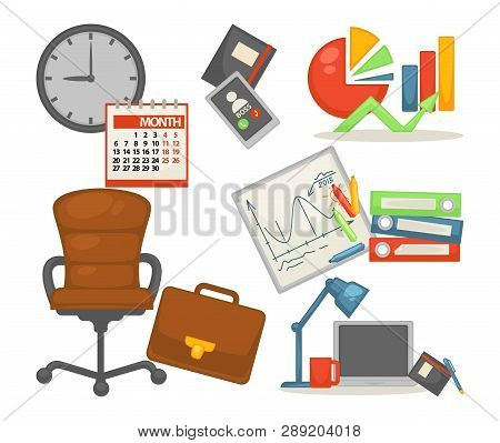 Office Chair And Items Business And Finance Graphics And Documents