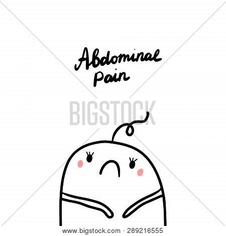 Abdominal Pain Symptom Of Pregnancy Hand Drawn Illustration With Cute Marshmallow