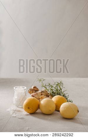 Detox Lemon Ginger Water With Rosemarry. Image