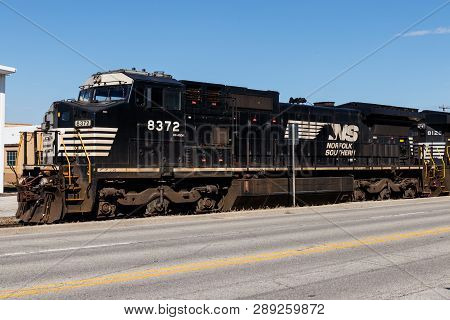 Indianapolis - Circa March 2019: Norfolk Southern Railway Engine Train. Ns Is A Class I Railroad In 
