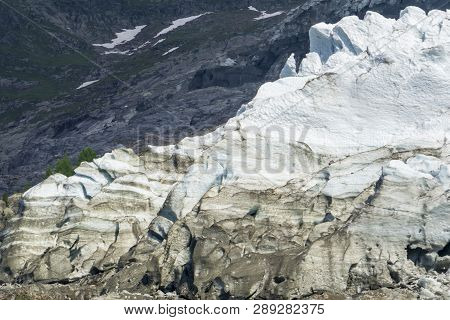 Majestic View Of Glacier Des Bossons. Alps. Chamonix.