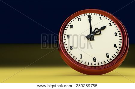 Two O'clock Big Clock Rush Watch Yellow Background 3D Illustration