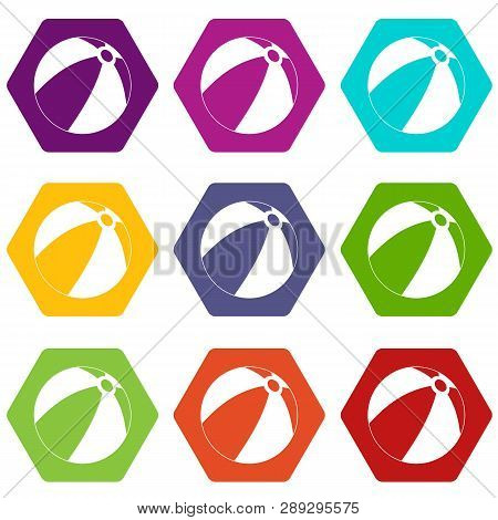 Ball For Children To Play Icon Set Many Color Hexahedron Isolated On White Illustration