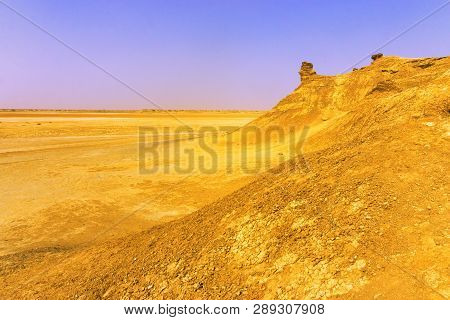 Colorful View Of The Ong Jemel Desert Near Tozeur, Tunisia