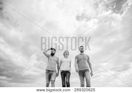 True Friendship Grow With Destiny Obstacles. United Threesome True Friends. Keep Moving Trough Long 