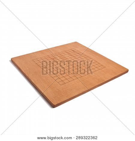 Empty Wooden Desk For Board Game Go Baduk On White Background