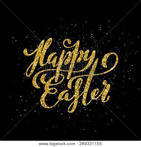 Happy Easter Banner With Handdrawn Calligraphy.template For Poster With Letttering. Vector.