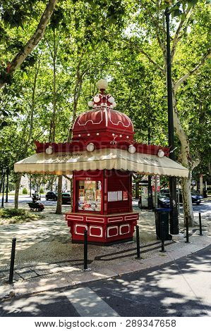 Lisbon - July 16, 2018:  Kiosks Are Small And Ornate Structures In Art Nouveau And/or Moorish Style 