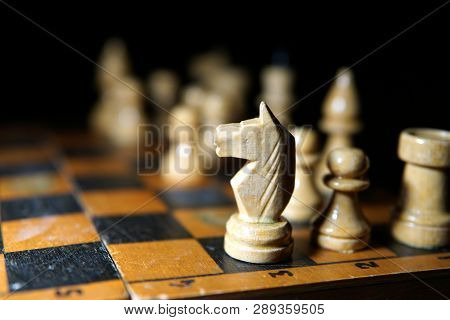 Chess Figures Macro Photo In The Dark