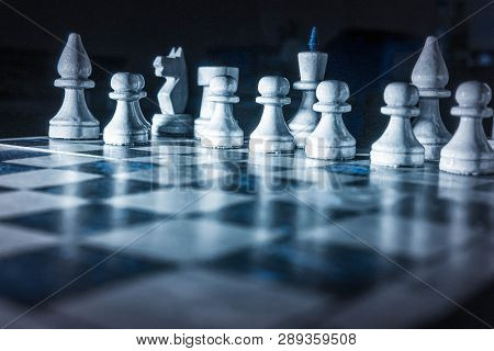 Chess Figures Macro Photo In The Dark