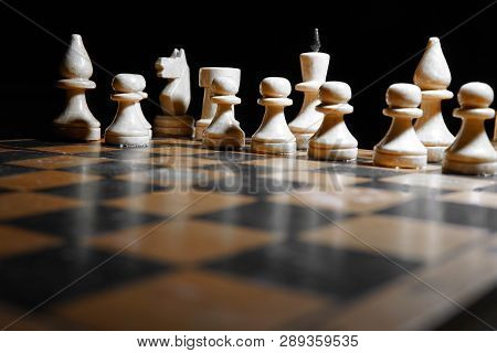 Chess Figures Macro Photo In The Dark