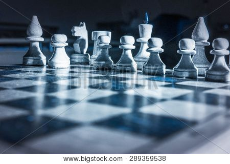 Chess Figures Macro Photo In The Dark