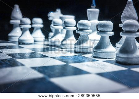 Chess Figures Macro Photo In The Dark