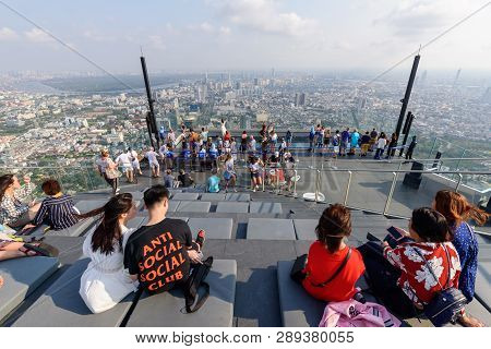 Bangkok , Thailand - 25 Feb, 2019 : A Lot Of Traveler At Rooftop View Of Kingpower Mahanakhon Highes