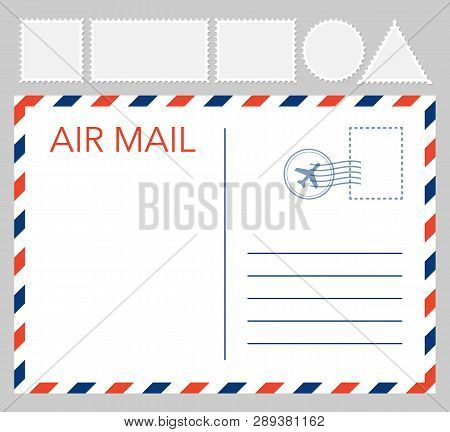 Postal Card Isolated On White Background. Vector Stock Illustration
