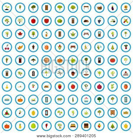 100 Foliage Product Icons Set In Flat Style For Any Design Vector Illustration