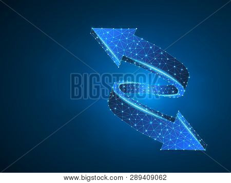 Crossroad Direction Two Ways Arrows Abstract Wireframe Digital 3d Illustration. Low Poly Crossway Ch