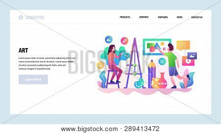 Vector Web Site Design Template. Art Shcool, Artist Painting. Landing Page Concepts For Website And 