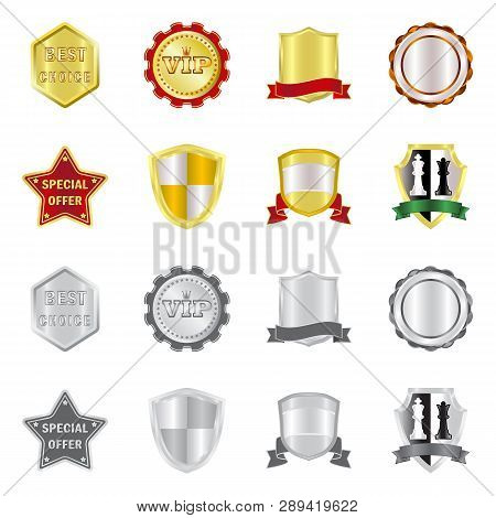 Vector Illustration Of Emblem And Badge Icon. Set Of Emblem And Sticker Vector Icon For Stock.
