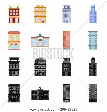 Vector Illustration Of Municipal And Center Symbol. Set Of Municipal And Estate   Stock Vector Illus