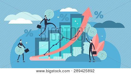 Financial Forecast Vector Illustration. Flat Tiny Economical Persons Concept. Money Growth Predictio