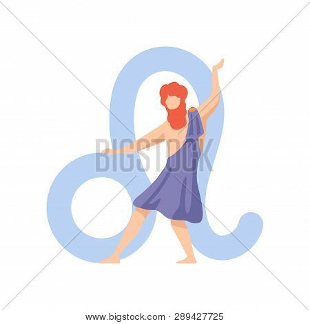 Leo Zodiac Sign, Young Man Wearing Clothes In Style Of Ancient Greece Vector Illustration