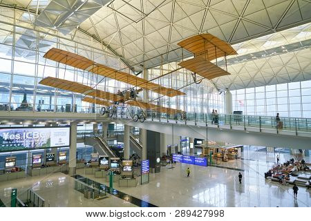 HONG KONG, CHINA - CIRCA JANUARY, 2019: interior shot of Hong Kong International Airport.